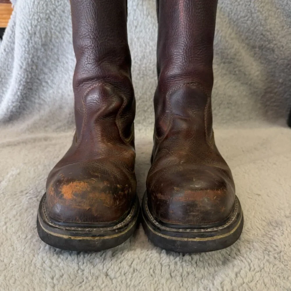 WOLVERINE Work Boots Steel Toe Mens 10.5 Brown Leather Wellington Peanut W03146